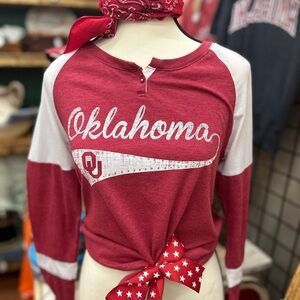 Oklahoma Red and White Long Sleeve Shirt